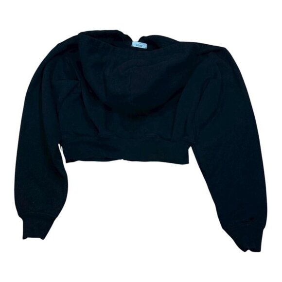 Ardene Hoodie Womens XS Black Cropped Zip Up Sweatshirt Hooded Full Zip Fleece - Picture 7 of 7
